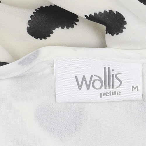 Wallis Petite Women's White Polka Dot 3/4 Sleeve Top M