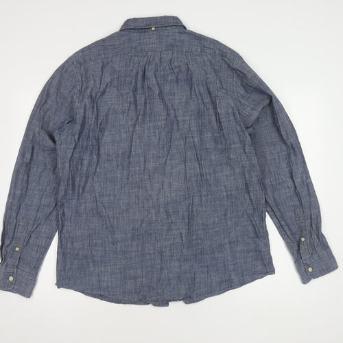 John Lewis 2XL Men's Blue Slim Fit Button-Up Shirt