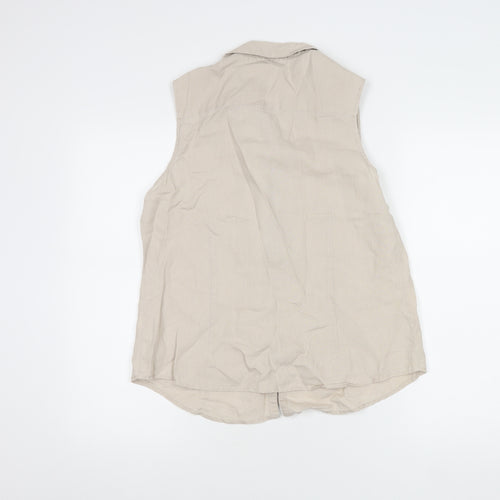 La Redoute Women's Beige Sleeveless Collared Blouse Size 16