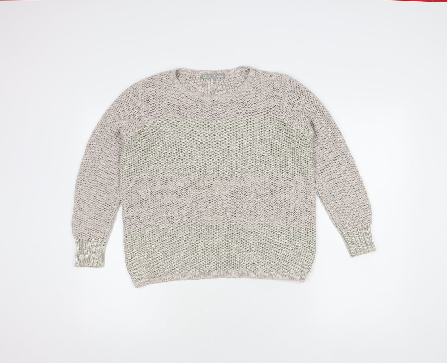 Marks and Spencer Women's Beige Knit Pullover Jumper UK 14