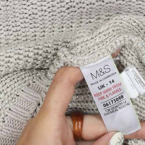 Marks and Spencer Women's Beige Knit Pullover Jumper UK 14
