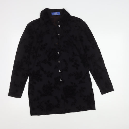 K.S. Selection Women's Black Floral Button-Up Shirt