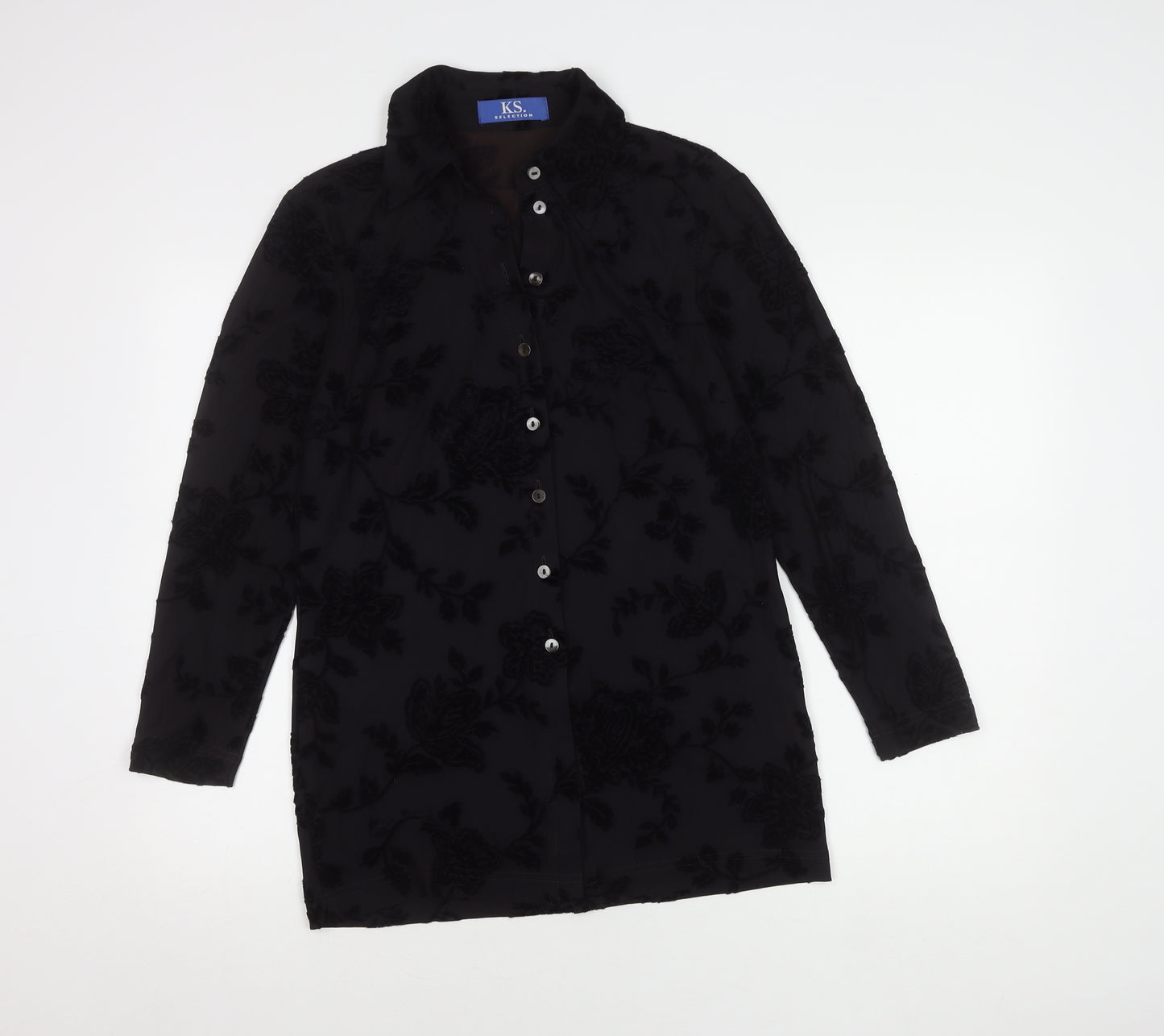 K.S. Selection Women's Black Floral Button-Up Shirt
