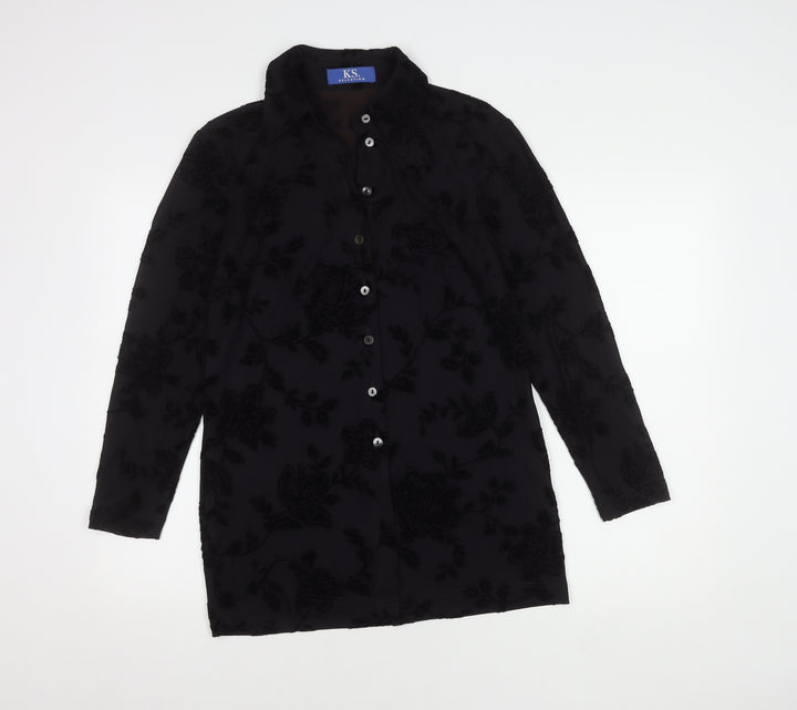 K.S. Selection Women's Black Floral Button-Up Shirt