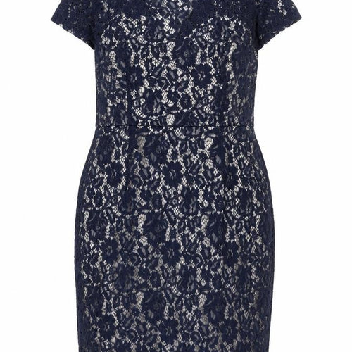 Dorothy Perkins Women's Blue Lace Sheath Dress Size 18
