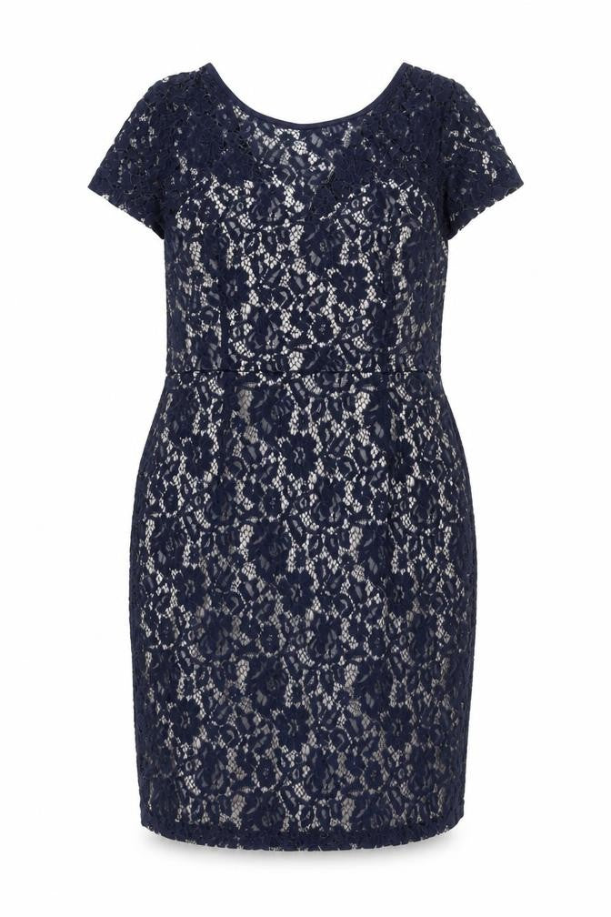 Dorothy Perkins Women's Blue Lace Sheath Dress Size 18