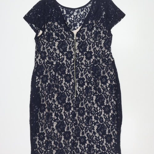 Dorothy Perkins Women's Blue Lace Sheath Dress Size 18