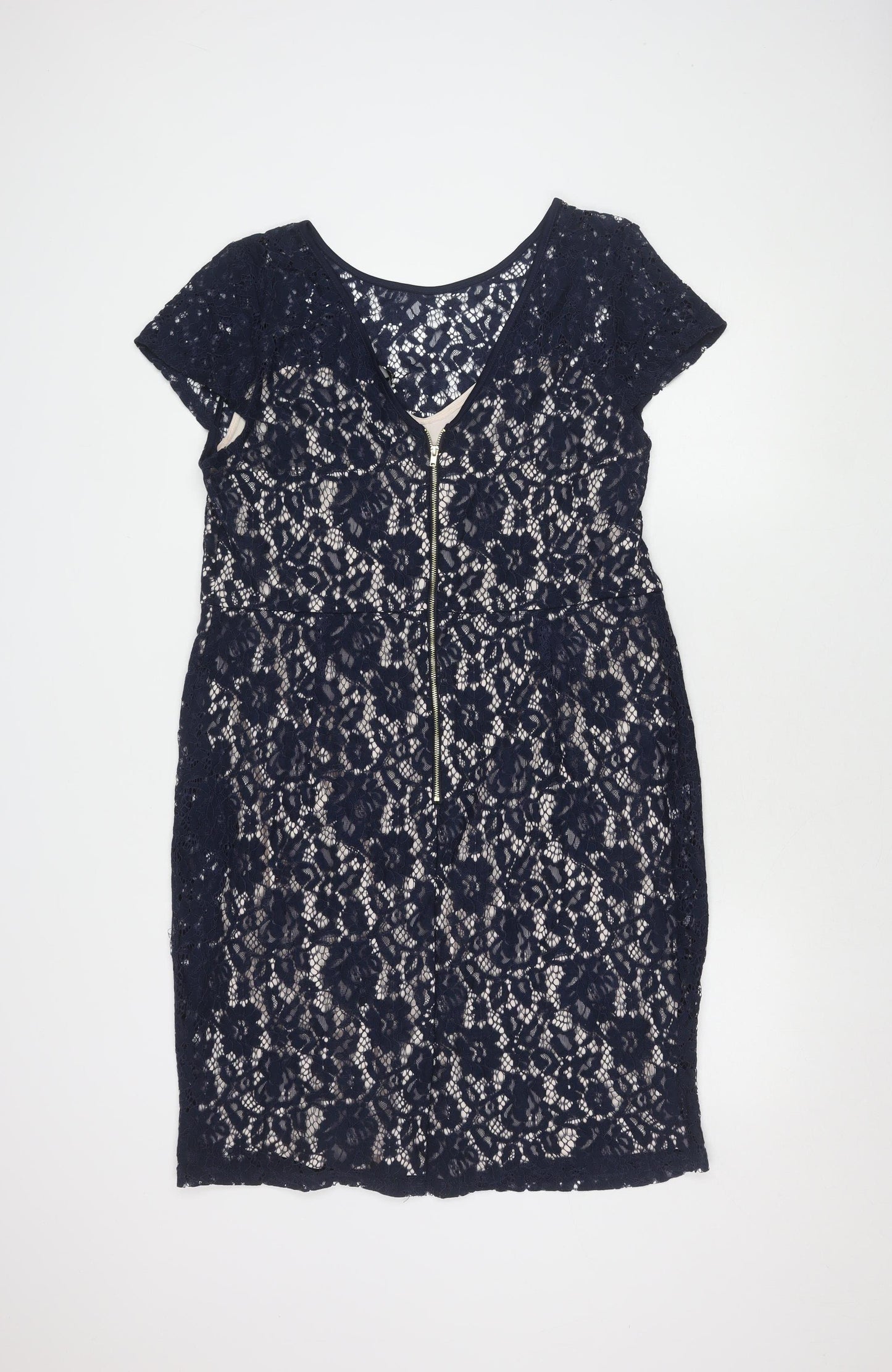 Dorothy Perkins Women's Blue Lace Sheath Dress Size 18