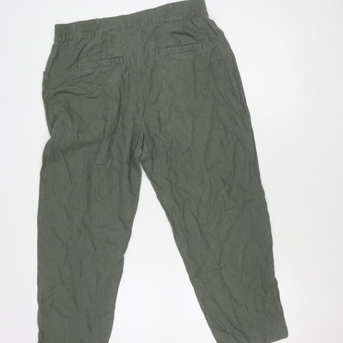 Next Women’s Green Linen Trousers, Size 14 Petite