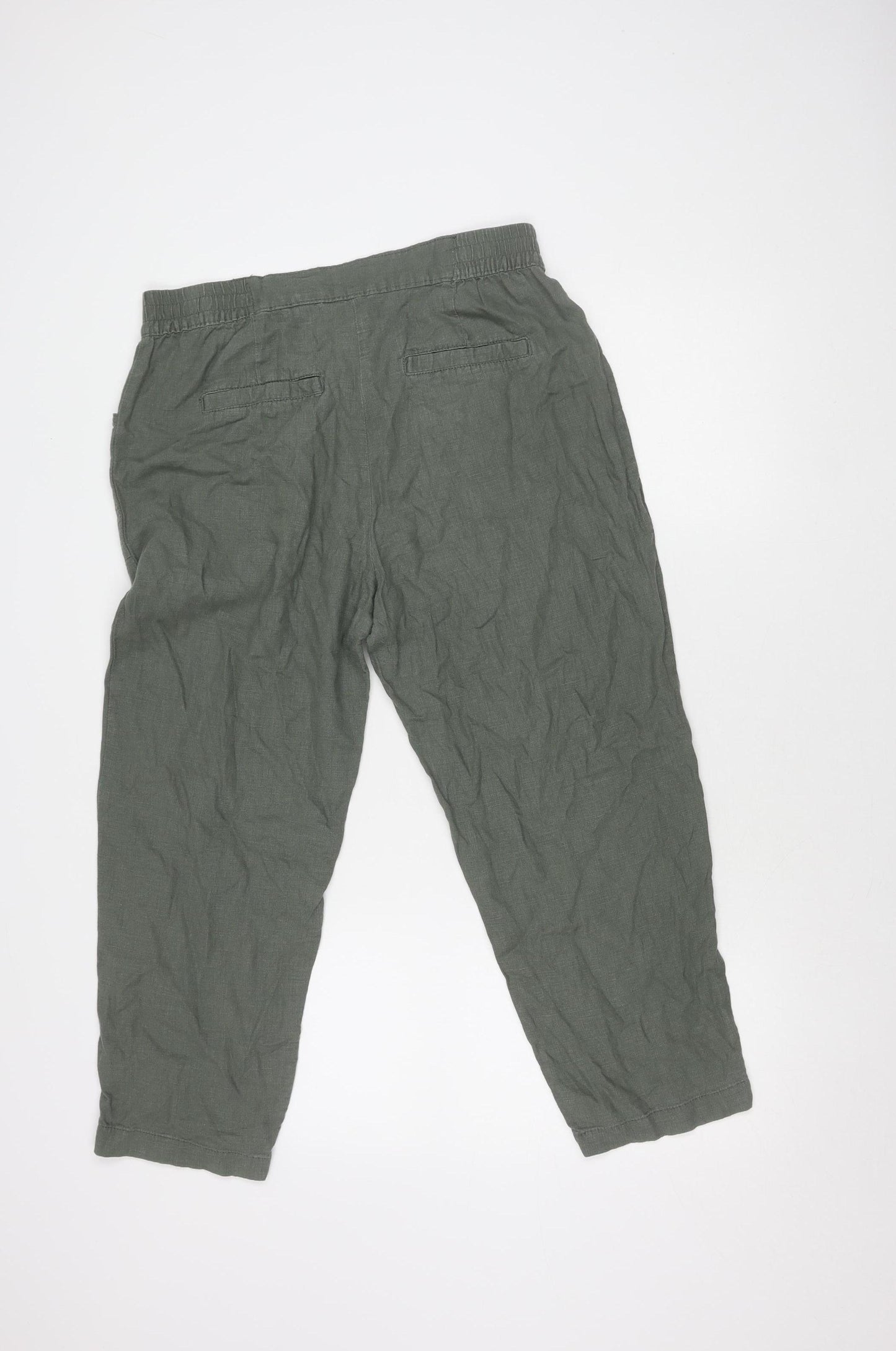 Next Women’s Green Linen Trousers, Size 14 Petite