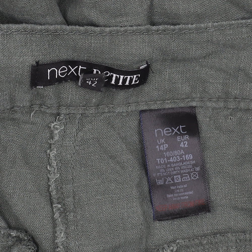 Next Women’s Green Linen Trousers, Size 14 Petite