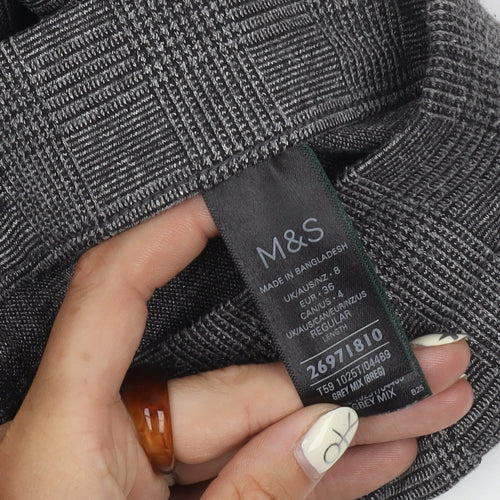 Marks and Spencer Women's Grey Check Trousers Size 10