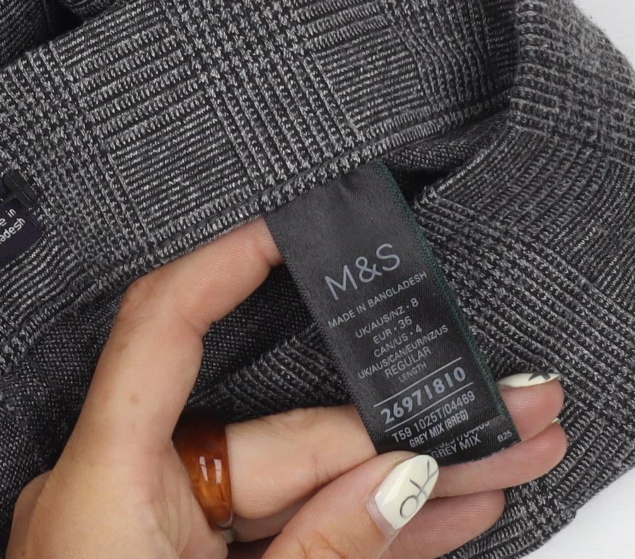 Marks and Spencer Women's Grey Check Trousers Size 10
