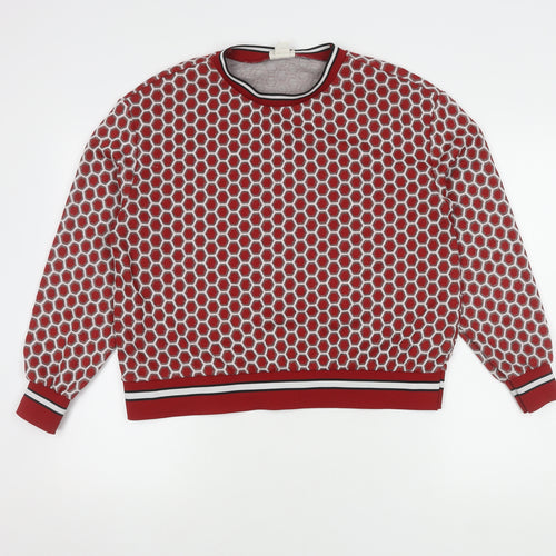 H&M Women's Red Geometric Pullover Jumper, Size S