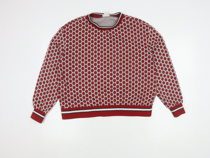 H&M Women's Red Geometric Pullover Jumper, Size S