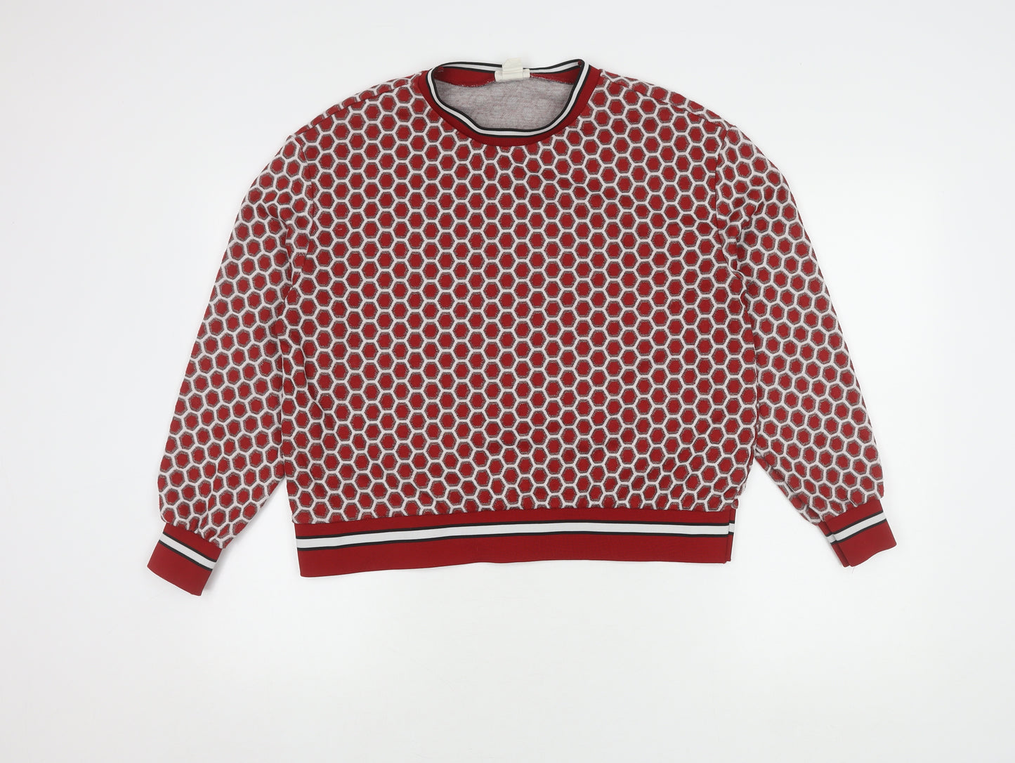 H&M Women's Red Geometric Pullover Jumper, Size S