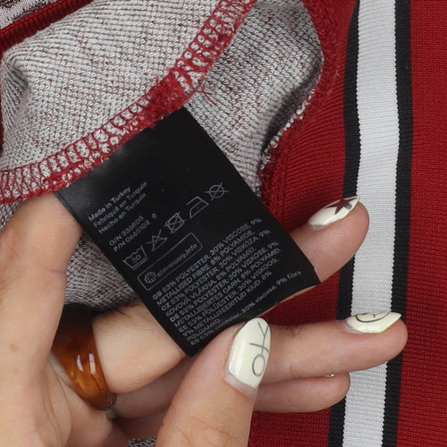 H&M Women's Red Geometric Pullover Jumper, Size S