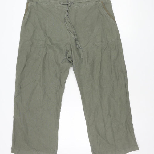 TRU Women's Green Wide-Leg Trousers, Size 16