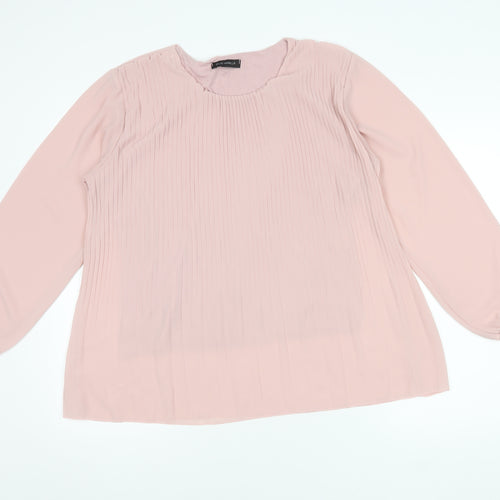 Blue Vanilla Womens Pink Pleated Long Sleeve Top