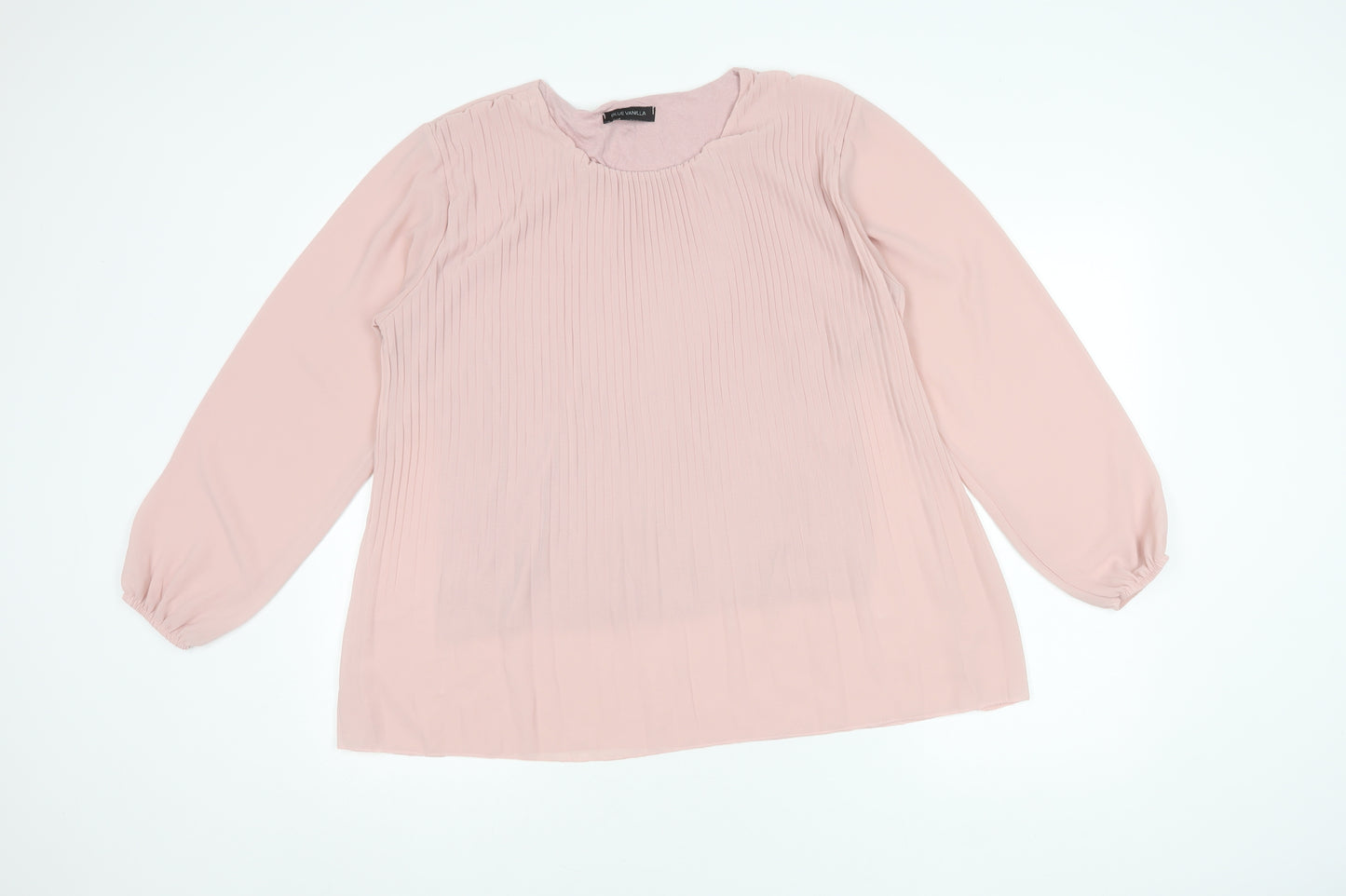 Blue Vanilla Womens Pink Pleated Long Sleeve Top