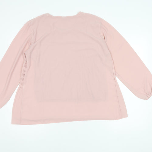 Blue Vanilla Womens Pink Pleated Long Sleeve Top