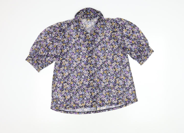 Next Women's Floral Blouse, Size 14, V-Neck, Multicoloured