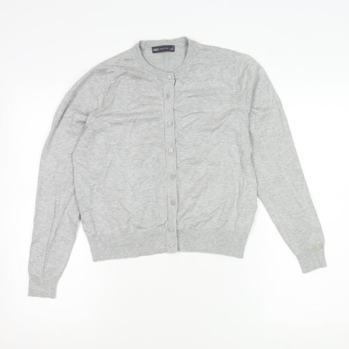 Marks and Spencer Women's Grey Cardigan, Size 14, Long Sleeve