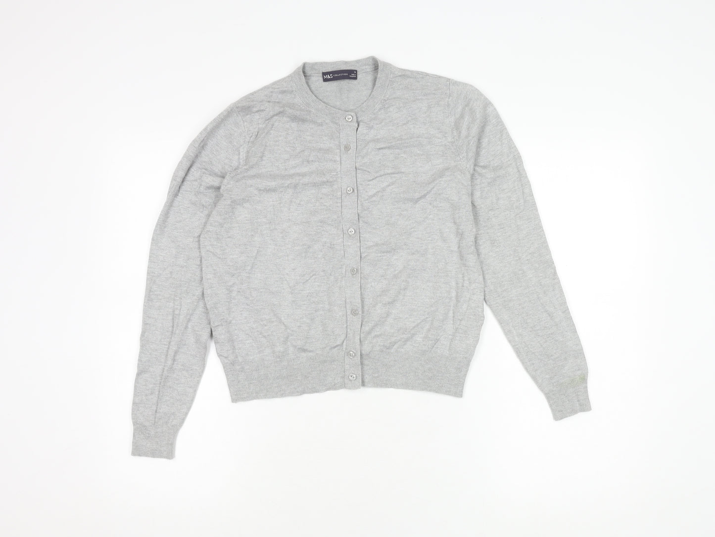 Marks and Spencer Women's Grey Cardigan, Size 14, Long Sleeve