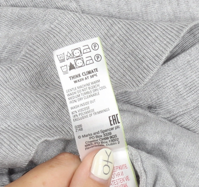 Marks and Spencer Women's Grey Cardigan, Size 14, Long Sleeve