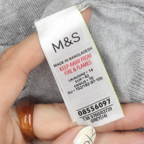 Marks and Spencer Women's Grey Cardigan, Size 14, Long Sleeve
