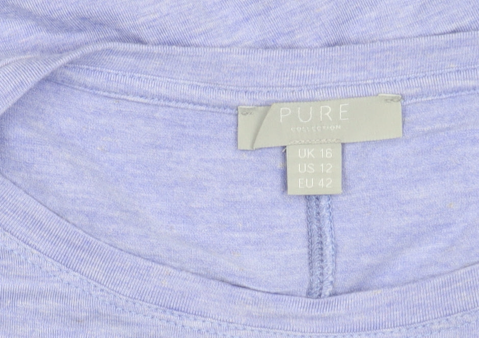 Pure Collection Women's Blue 3/4 Sleeve Top Size 16