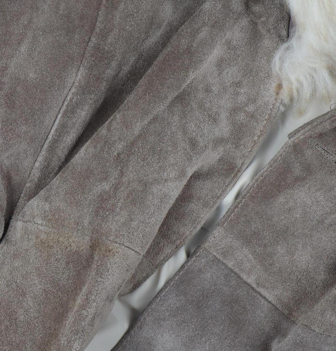 Women's Brown Suede Fur Trim Belted Coat Size 14