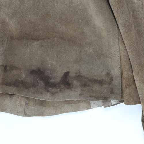 Women's Brown Suede Fur Trim Belted Coat Size 14