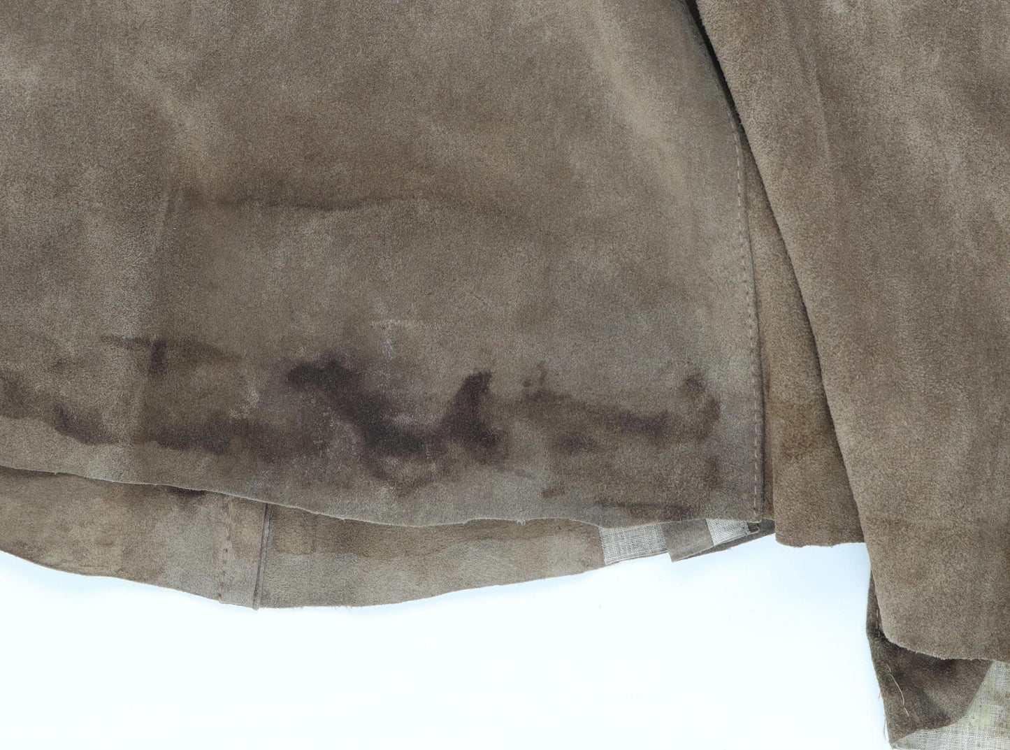 Women's Brown Suede Fur Trim Belted Coat Size 14