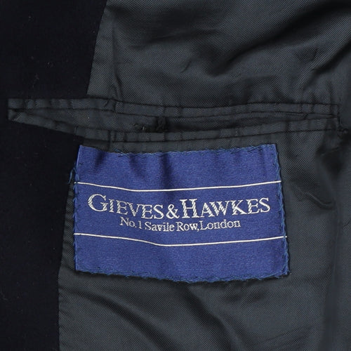 Gieves & Hawkes Men's Blue Cashmere Overcoat