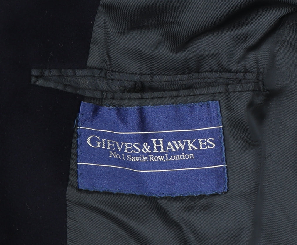 Gieves & Hawkes Men's Blue Cashmere Overcoat