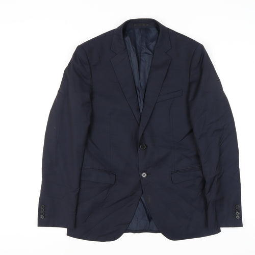 DKNY Men's Blue Blazer 38 Regular Fit Wool Jacket