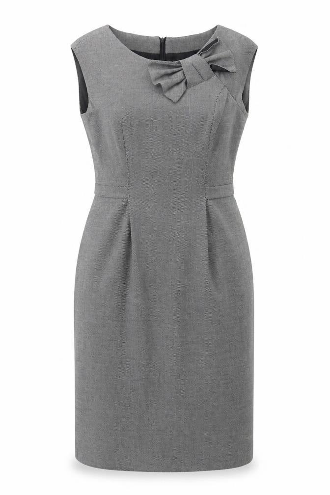 Front view of ECAILLE Women's Grey Sheath Dress, size 12