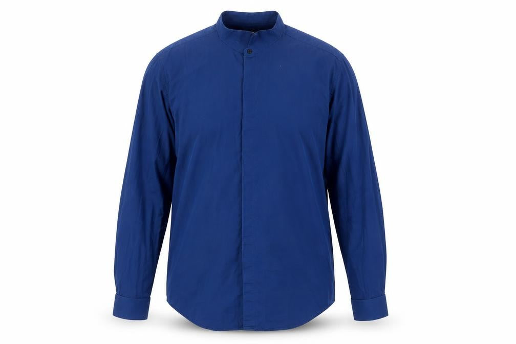 Front view of Zara Man Men's Blue XL Slim Fit Button-Up Shirt