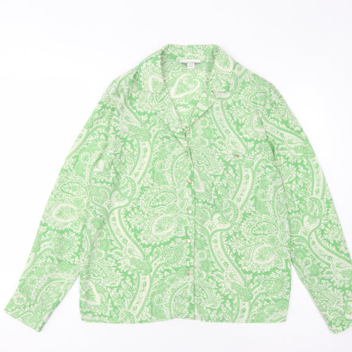 Topshop Womens Green Paisley Button-Up Shirt UK 10