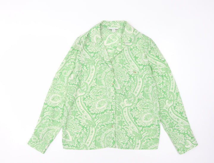 Topshop Womens Green Paisley Button-Up Shirt UK 10
