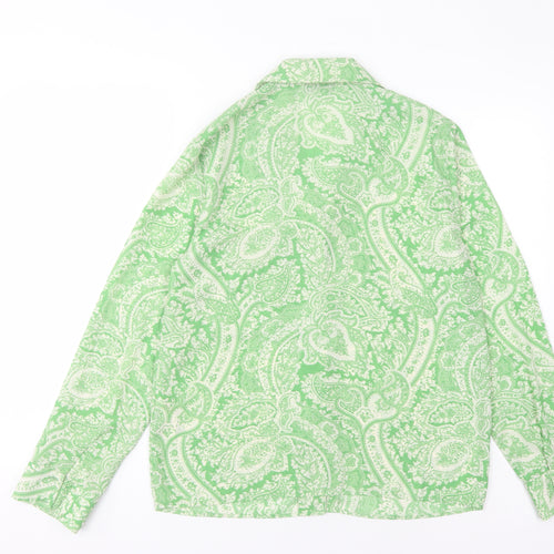 Topshop Womens Green Paisley Button-Up Shirt UK 10