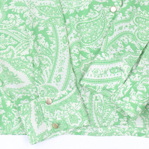 Topshop Womens Green Paisley Button-Up Shirt UK 10