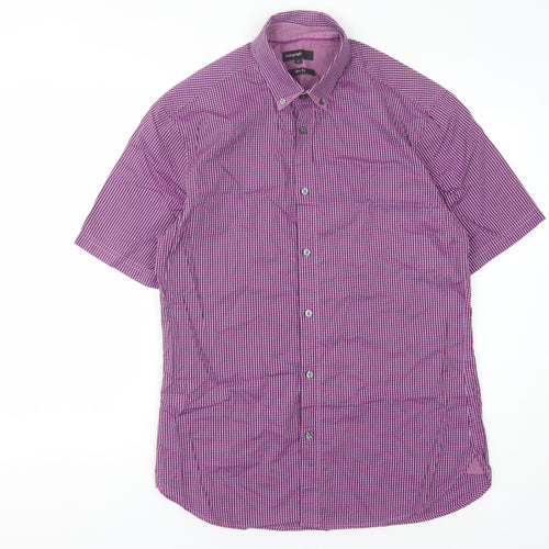 Marks and Spencer Men's Purple Checkered Shirt M