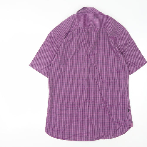 Marks and Spencer Men's Purple Checkered Shirt M