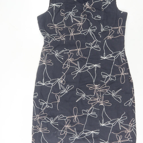 White Stuff Women's Blue Dragonflies Size 4 Floral Shift Dress