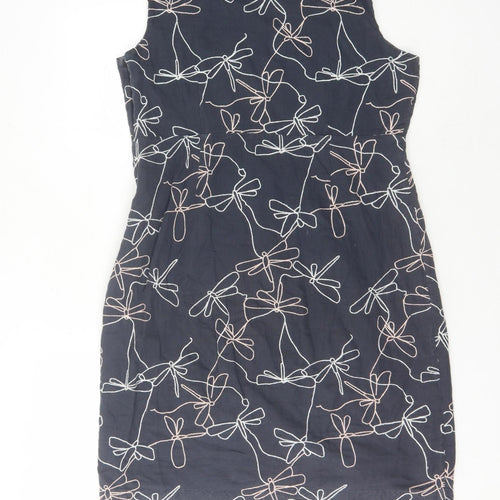 White Stuff Women's Blue Dragonflies Size 4 Floral Shift Dress