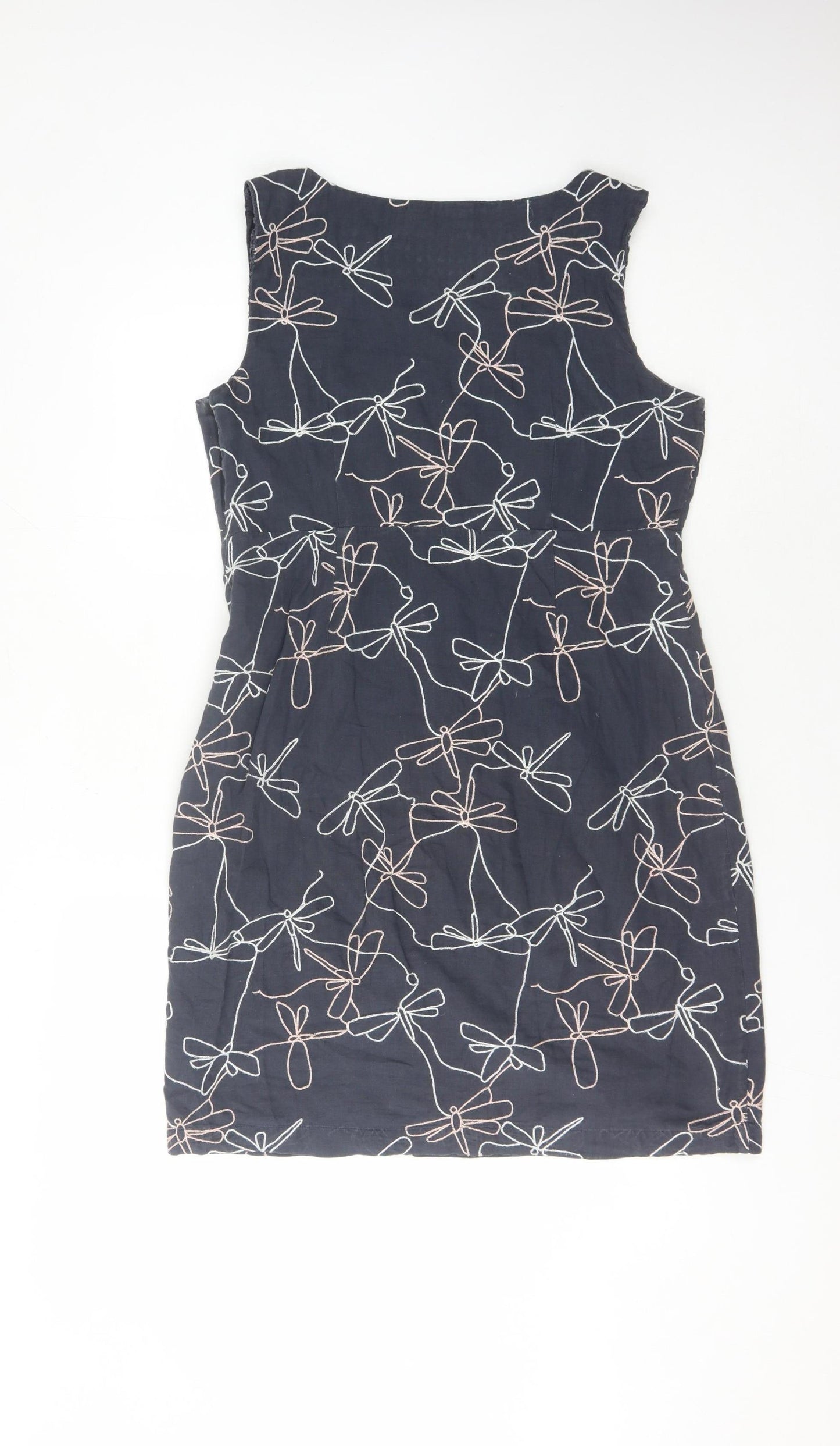 White Stuff Women's Blue Dragonflies Size 4 Floral Shift Dress
