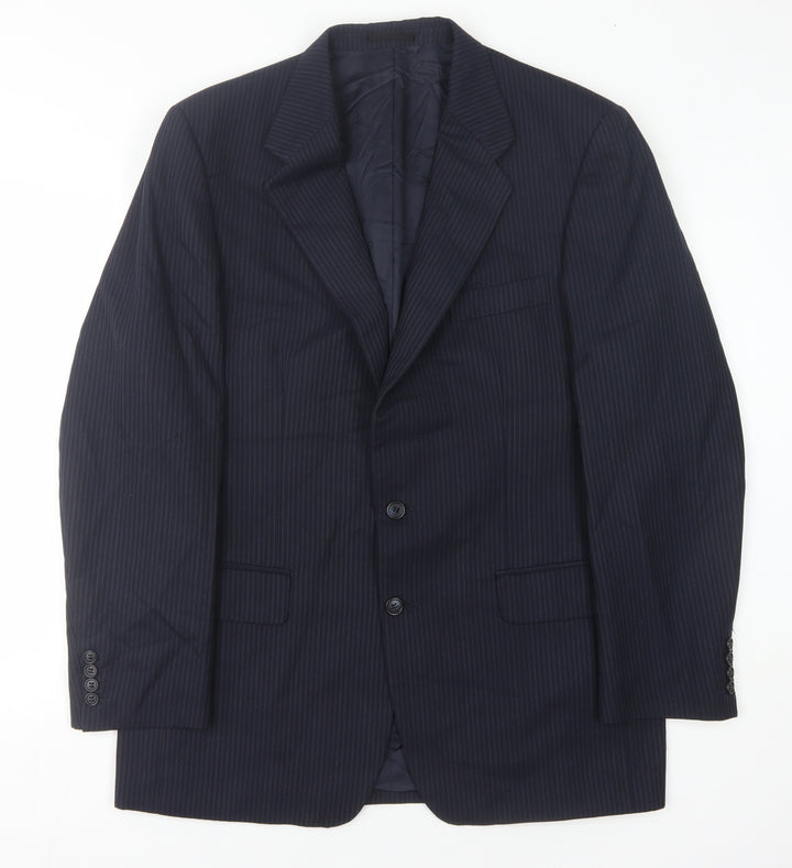 Magee Men's Blue Striped Blazer, Size 42 Long