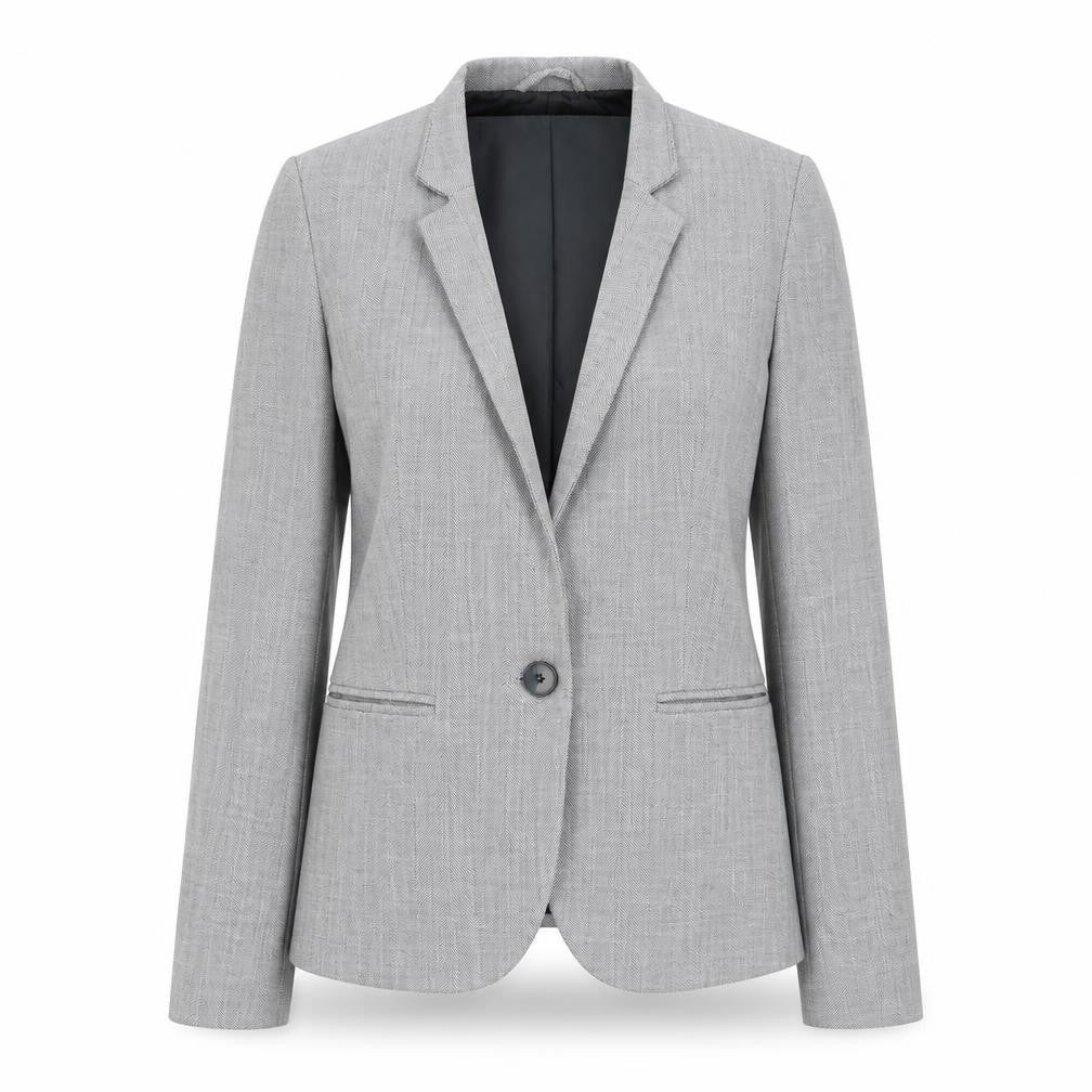 Front view of Zara Basic Women's Grey Blazer, size 6, Business Casual